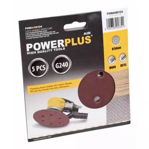 5x brusný disk prům.150 G240 Powerplus POWAIR0124