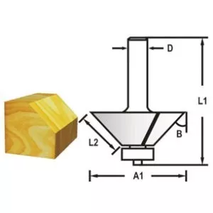 Makita D-48692 Fazetová/hranová fréza s ložiskem stopka 8 mm,34,9x16x59 mm