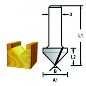 Makita D-47949 Drážkovací fréza tvaru V stopka 12 mm,19x16x57 mm