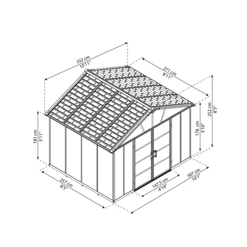 Palram - Canopia Yukon 11' x 9' antracit heavy duty prostorný domek s možností dalšího rozšíření (základní modul)