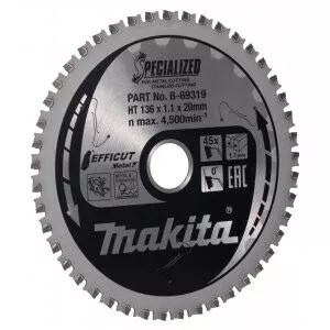 Makita B-69319 kotouč pilový ocel Efficut 136x1.1x20mm 45Z = old B-69272