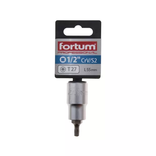 Hlavice zástrčná 1/2" hrot torx, t 27, l 55mm FORTUM 4700722