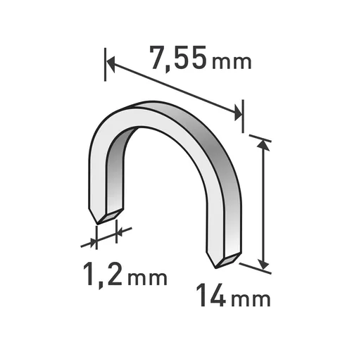 Spony oblé, balení 1000ks, 14mm, 7,55x0,52x1,2mm EXTOL PREMIUM 8852305