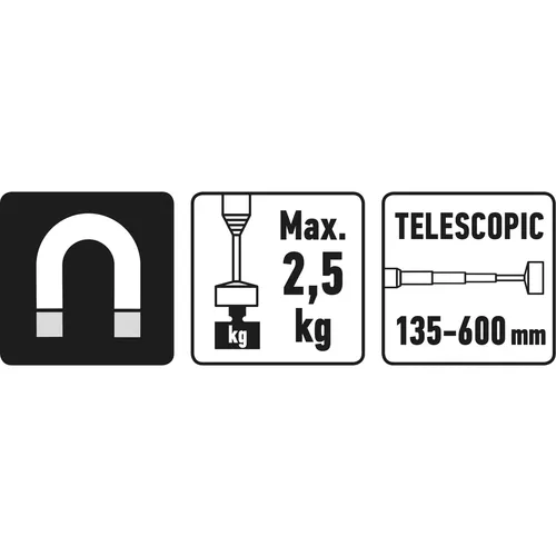 Magnet s teleskopickou rukojetí, 135-600mm EXTOL CRAFT 543