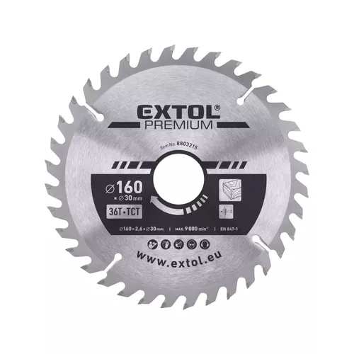 Kotouč pilový s sk plátky, o 160x2,6x30mm, 36t EXTOL PREMIUM 8803215