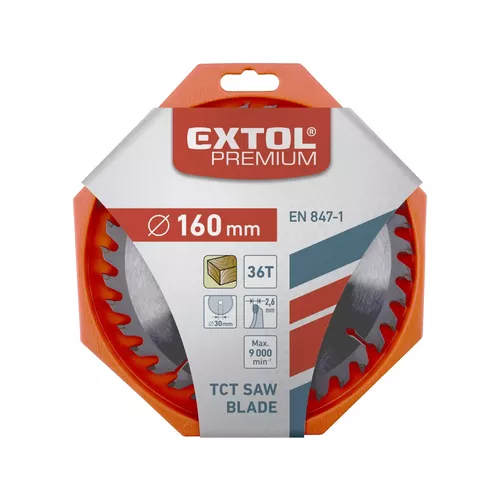 Kotouč pilový s sk plátky, o 160x2,6x30mm, 36t EXTOL PREMIUM 8803215