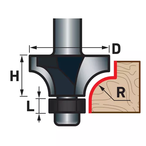 Fréza zaoblovací (vydutá) do dřeva, r12,7 x d38,1 x h19 EXTOL PREMIUM 8802109