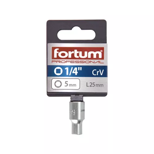 Hlavice nástrčná 1/4", 5mm, l 25mm FORTUM 4701404