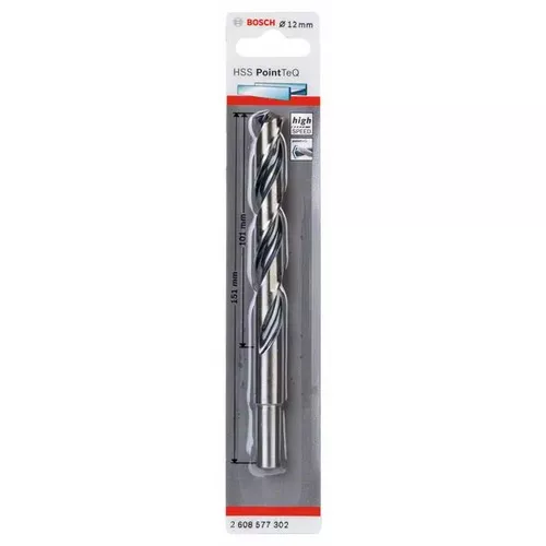 Spirálový vrták HSS PointTeQ 12,0 mm (zúžená stopka)  BOSCH 2608577302