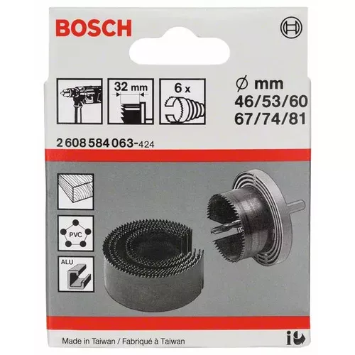 6dílná sada pilových děrovek 46–81 mm BOSCH 2608584063