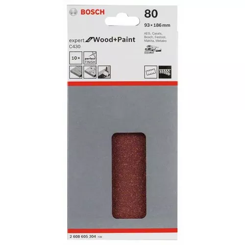 Brusný papír C430, balení 10 ks  BOSCH 2608605304