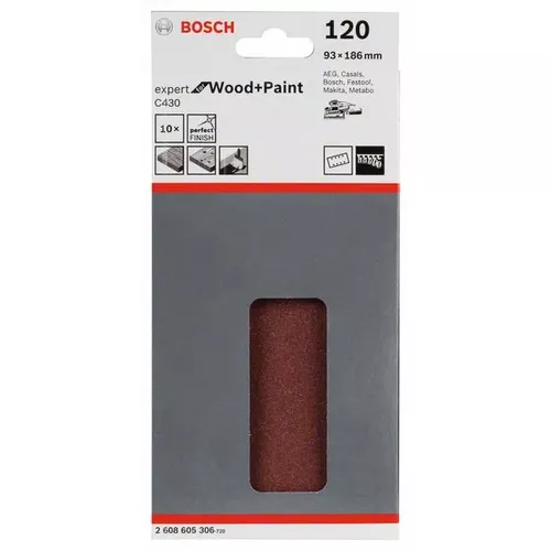 Brusný papír C430, balení 10 ks  BOSCH 2608605306