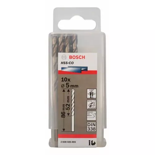 Vrtáky do kovu HSS-Co, DIN 338  BOSCH 2608585885