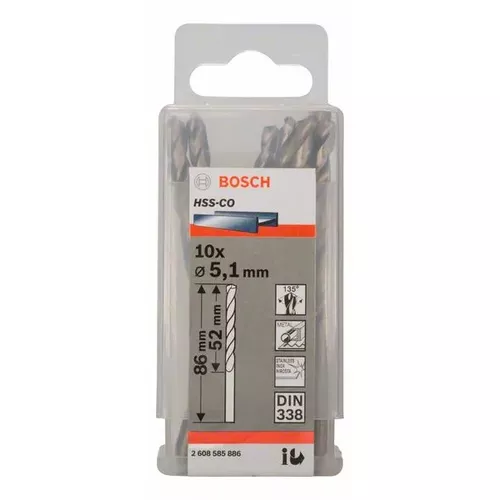 Vrtáky do kovu HSS-Co, DIN 338  BOSCH 2608585886