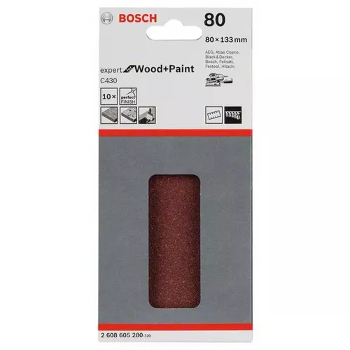 Brusný papír C430, balení 10 ks  BOSCH 2608605280