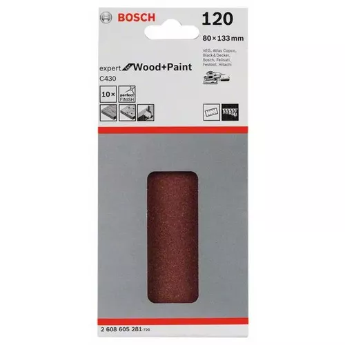 Brusný papír C430, balení 10 ks  BOSCH 2608605281