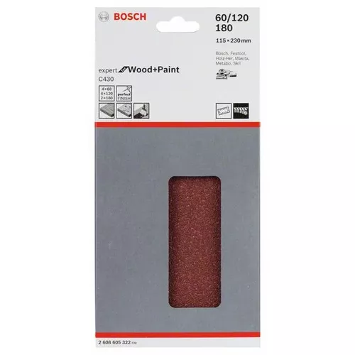 Brusný papír C430, balení 10 ks  BOSCH 2608605322