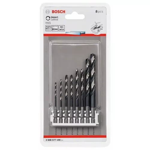 Balení spirálových vrtáků HSS Impact Control 2,5–8,5 mm, 8 kusů BOSCH 2608577140