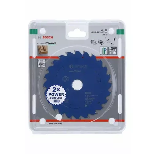 Pilový kotouč Expert for Wood pro akumulátorové pily 136×1,5/1×20 T24 BOSCH 2608644498