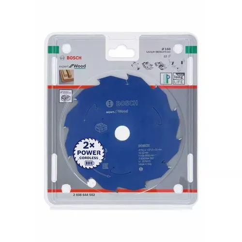 Pilový kotouč Expert for Wood pro akumulátorové pily 160×1,5/1×20 T12 BOSCH 2608644502