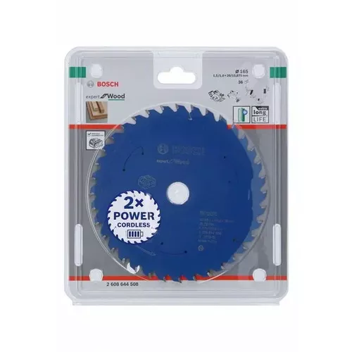 Pilový kotouč Expert for Wood pro akumulátorové pily 165×1,5/1×20 T36 BOSCH 2608644508