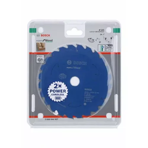 Pilový kotouč Expert for Wood pro akumulátorové pily 165×1,5/1×20 T24 BOSCH 2608644507