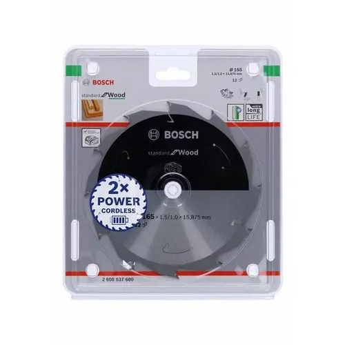 Pilový kotouč Standard for Wood pro akumulátorové pily 165 × 1,5/1 × 15,875 T12 BOSCH 2608837680