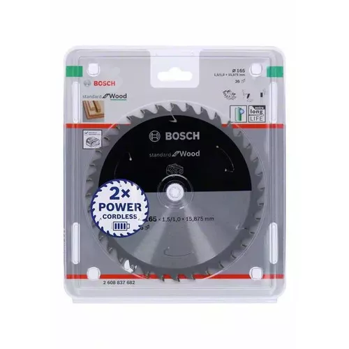 Pilový kotouč Standard for Wood pro akumulátorové pily 165 × 1,5/1 × 15,875 T36 BOSCH 2608837682