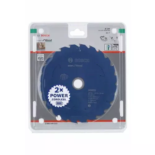 Pilový kotouč Expert for Wood pro akumulátorové pily 190×1,5/1×30 T24 BOSCH 2608644513