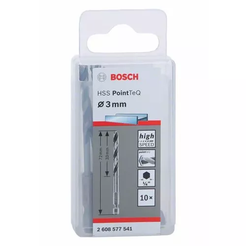 Spirálový vrták HSS PointTeQ Hex 3 mm, 10 ks  BOSCH 2608577541