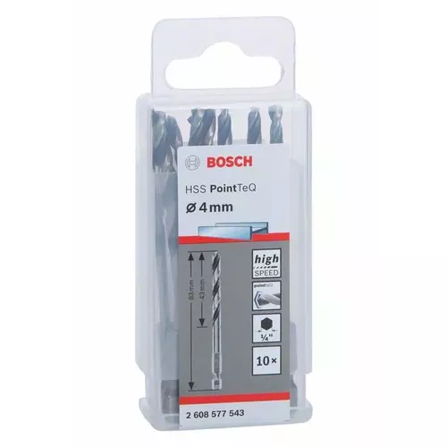 Spirálový vrták HSS PointTeQ Hex 4,0 mm, 10 ks  BOSCH 2608577543