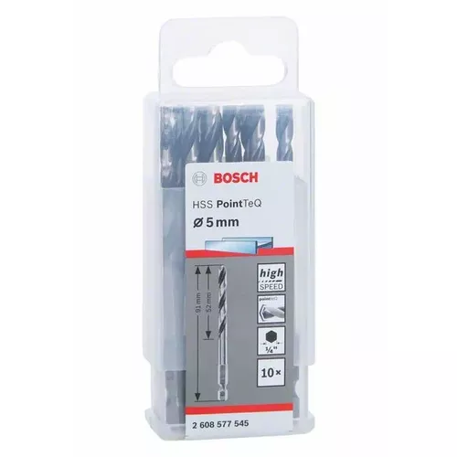 Spirálový vrták HSS PointTeQ Hex 5,0 mm, 10 ks  BOSCH 2608577545