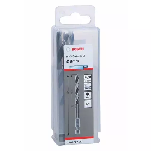 Spirálový vrták HSS PointTeQ Hex 8,0 mm, 5 ks  BOSCH 2608577547