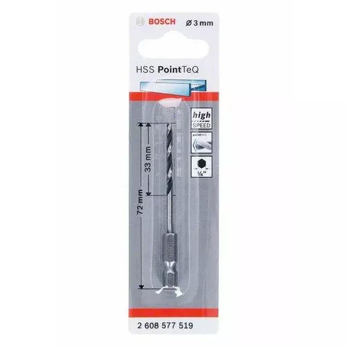 Spirálový vrták HSS PointTeQ Hex 3 mm  BOSCH 2608577519