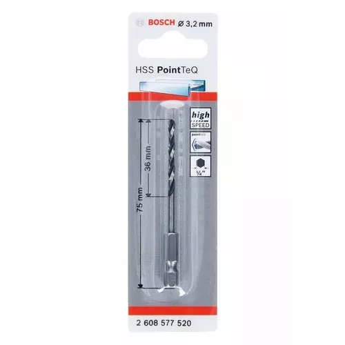 Spirálový vrták HSS PointTeQ Hex 3,2 mm  BOSCH 2608577520