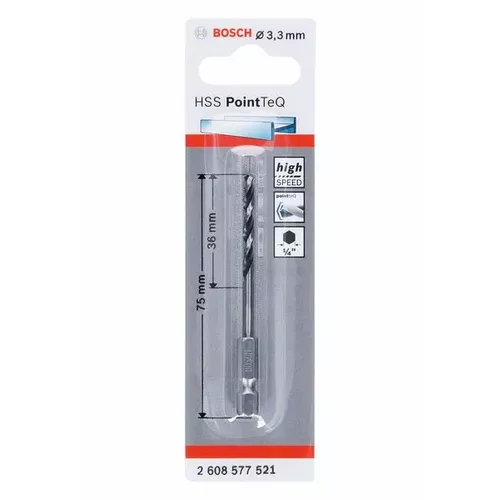 Spirálový vrták HSS PointTeQ Hex 3,3 mm  BOSCH 2608577521