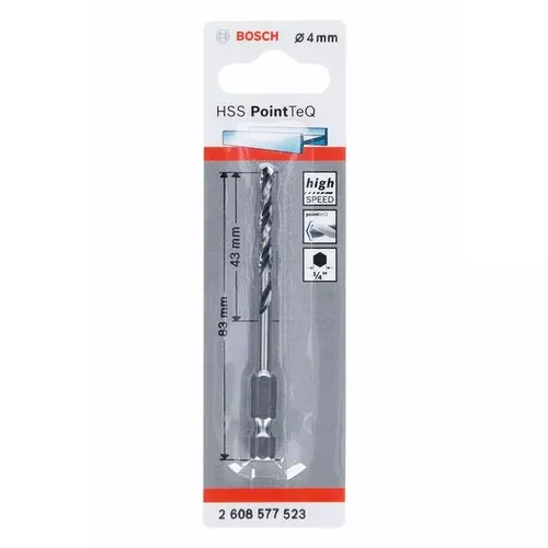 Spirálový vrták HSS PointTeQ Hex 4,0 mm  BOSCH 2608577523