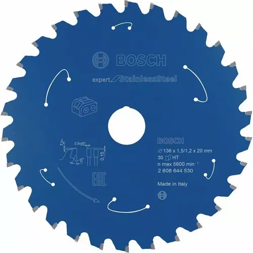 Pilový kotouč Expert for Stainless Steel pro akumulátorové pily 136×1,5/1,2×20 T30 BOSCH 2608644530