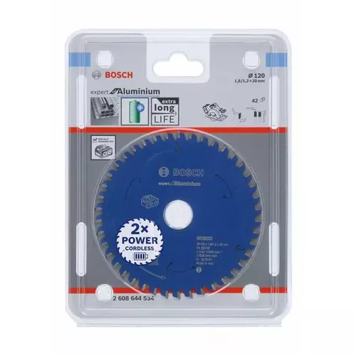 Pilový kotouč Expert for Aluminium pro akumulátorové pily 120×1,8/1,2×20 T42 BOSCH 2608644534