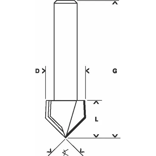 Drážkovací fréza tvaru V, 6 mm, D1 6,35 mm, L 9,2 mm, G 48 mm, 90°  BOSCH 2608628445