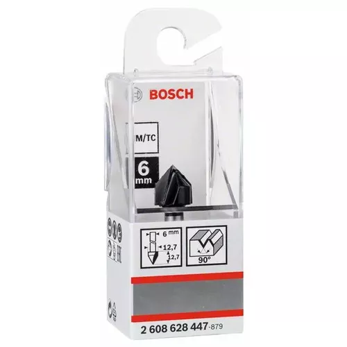 Drážkovací fréza tvaru V, 6 mm, D1 12,7 mm, L 12,7 mm, G 45 mm, 90°  BOSCH 2608628447