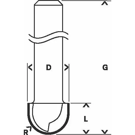 Žlábkovací fréza, 6 mm, R1 6,3 mm, D 12,7 mm, L 9,2 mm, G 40 mm  BOSCH 2608628450