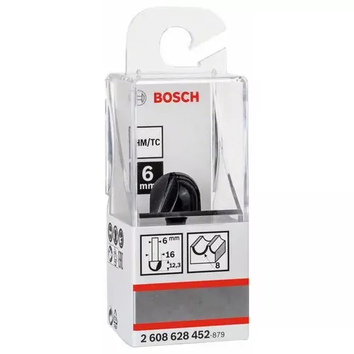 Žlábkovací fréza, 6 mm, R1 8 mm, D 15,9 mm, L 12,3 mm, G 45 mm  BOSCH 2608628452