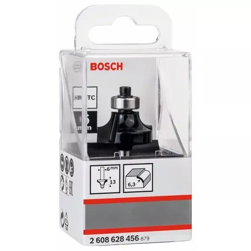 Zaoblovací fréza, 6 mm, R1 6,3 mm, D 25,4, L 13,1 mm, G 54 mm  BOSCH 2608628456