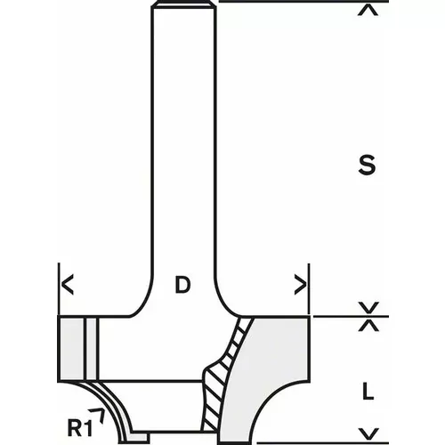 Fréza na tvorbu hran E, 6 mm, R1 6,3 mm, D 25,4 mm, L 14 mm, G 46 mm  BOSCH 2608628459