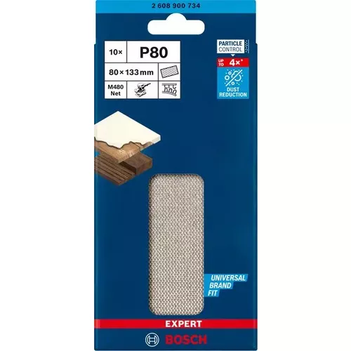 Brusná mřížka EXPERT M480 pro vibrační brusky 80 × 133 mm, G 80, 10 ks BOSCH 2608900734