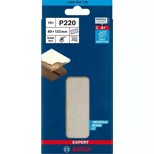 Brusné mřížky EXPERT M480 pro vibrační brusky 80 × 133 mm, P220, 10 ks BOSCH 2608900739