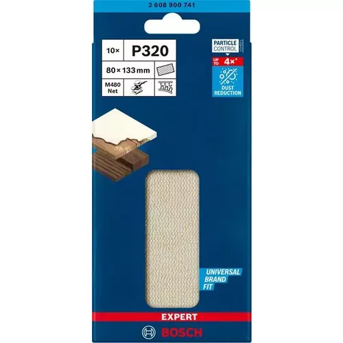 Brusné mřížky EXPERT M480 pro vibrační brusky 80 × 133 mm, P320, 10 ks BOSCH 2608900741