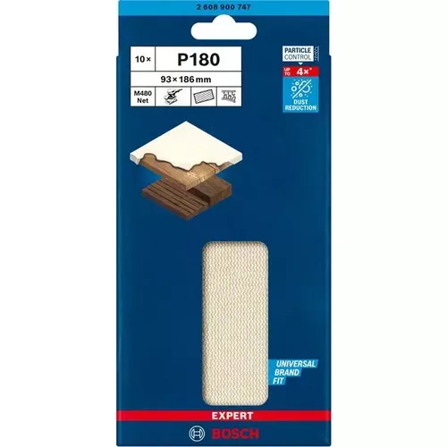 Brusné mřížky EXPERT M480 pro vibrační brusky 93 × 186 mm, P180, 10 ks BOSCH 2608900747