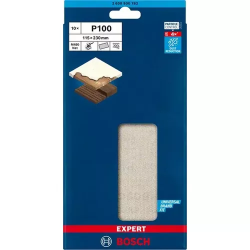 Brusná mřížka EXPERT M480 pro vibrační brusky 115 × 230 mm, G 100, 10 ks BOSCH 2608900762